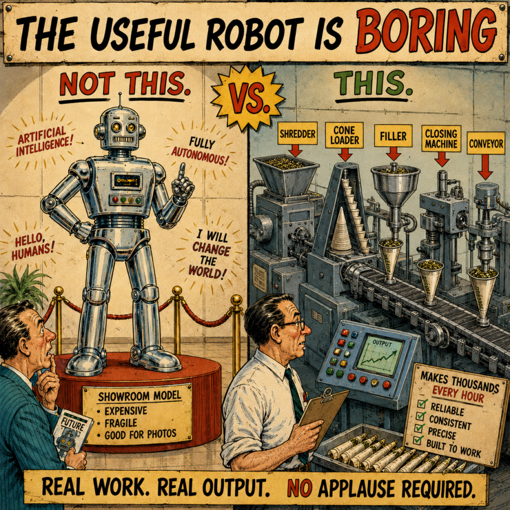 The useful robot is boring